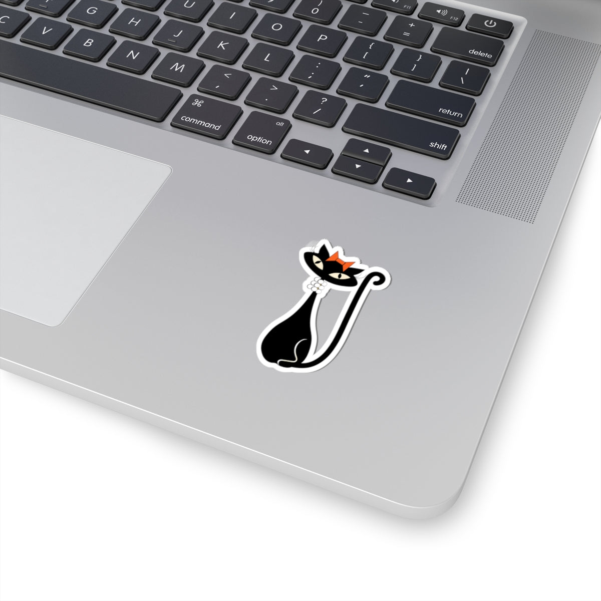 MCM Atomic Cat Sticker, Black Cat Sticker, Mid Century Modern Cat Sticker, Clear or White edge,Birthday Gift for Cat Person Vinyl Sticker