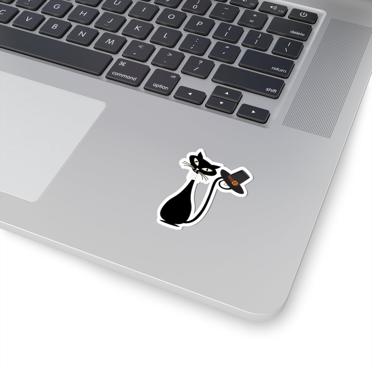 MCM Thanksgiving Sticker, Atomic Cat Sticker, Black Cat Sticker, Mid Century Modern Cat Sticker, Clear or White edge,Vinyl Sticker