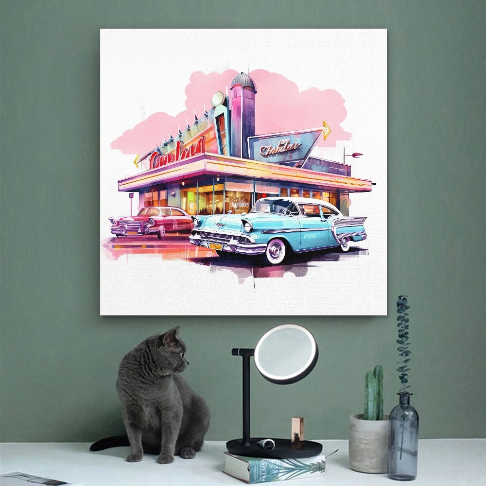 MCM Car Hop Square Unframed Canvas Print