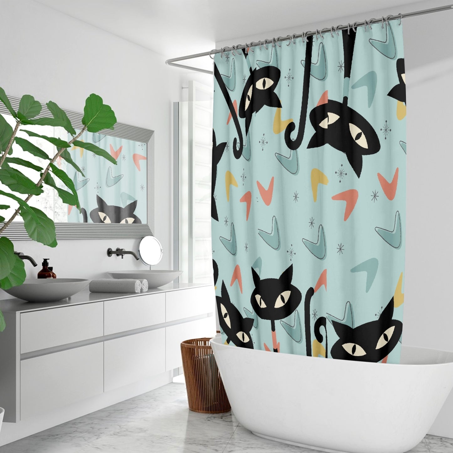 MCM Atomic Cat Quick-drying Shower Curtain