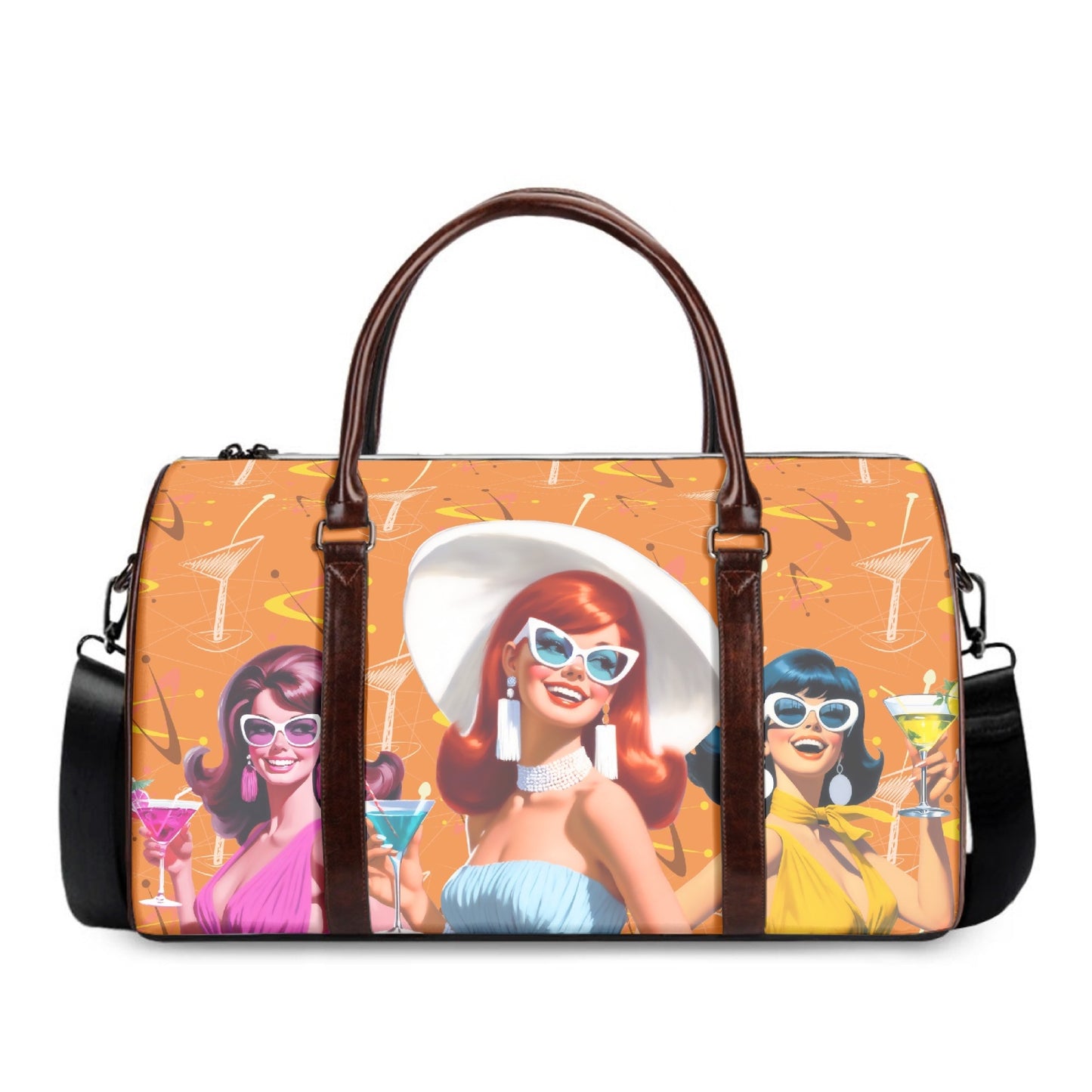 Retro Cocktail Bitches Weekender Duffle Travel Bag