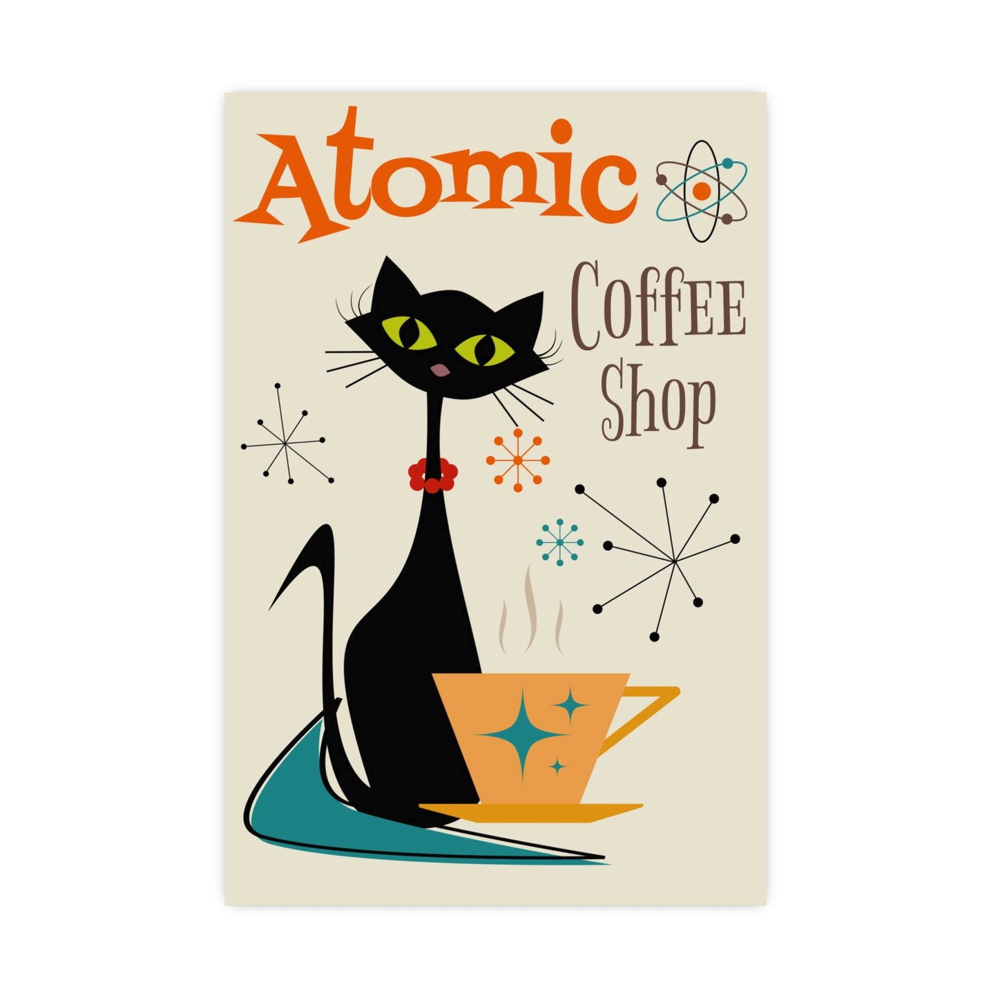 MCM Atomic Cat in Pearls Posters