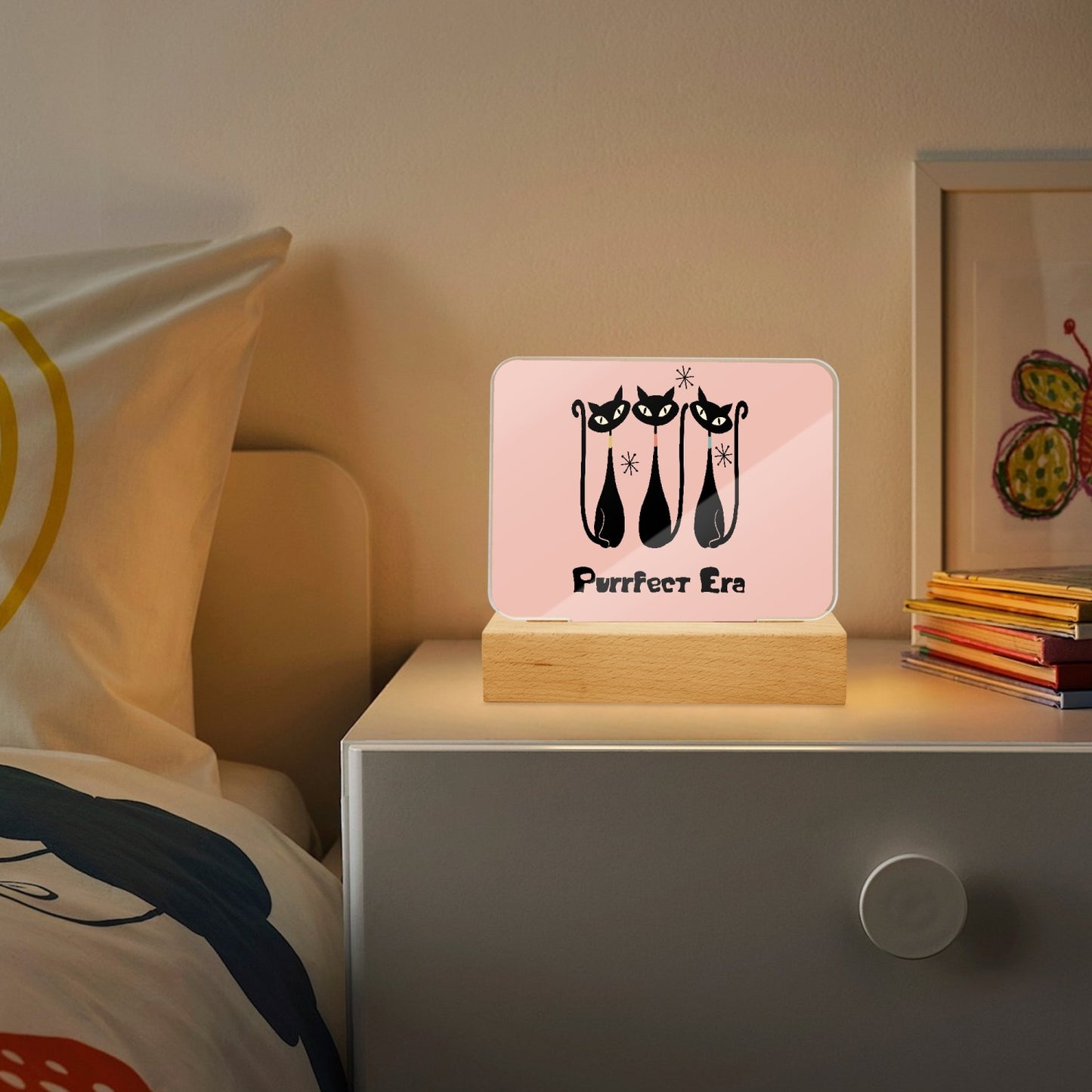 MCM Atomic Cats  Acrylic Plaque with Stand - Rectangle Night Light