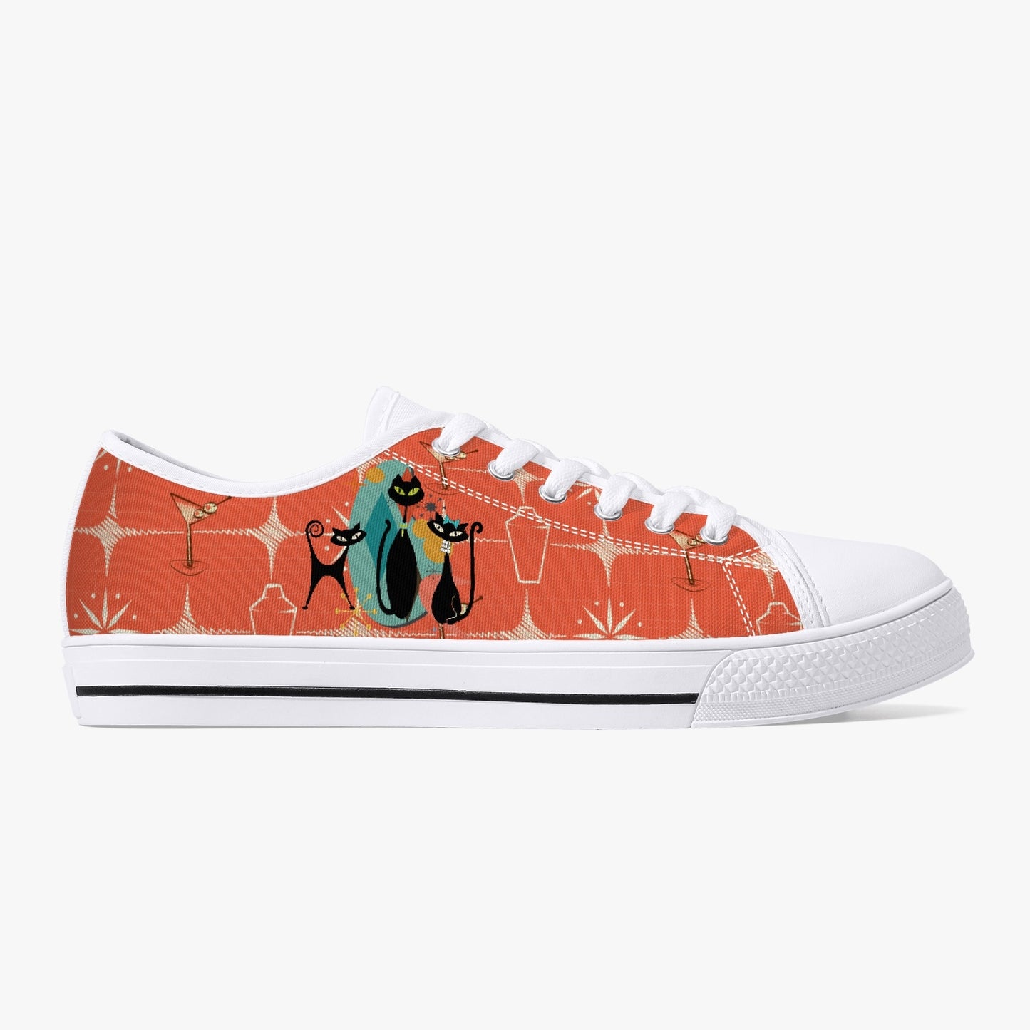 Atomic Cat Low-Top Canvas Shoes - Unisex Converse Style Tennis Shoe