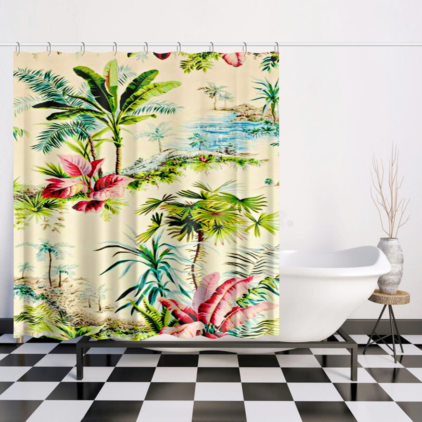 Mid Century Modern Pattern Quick-drying Shower Curtain