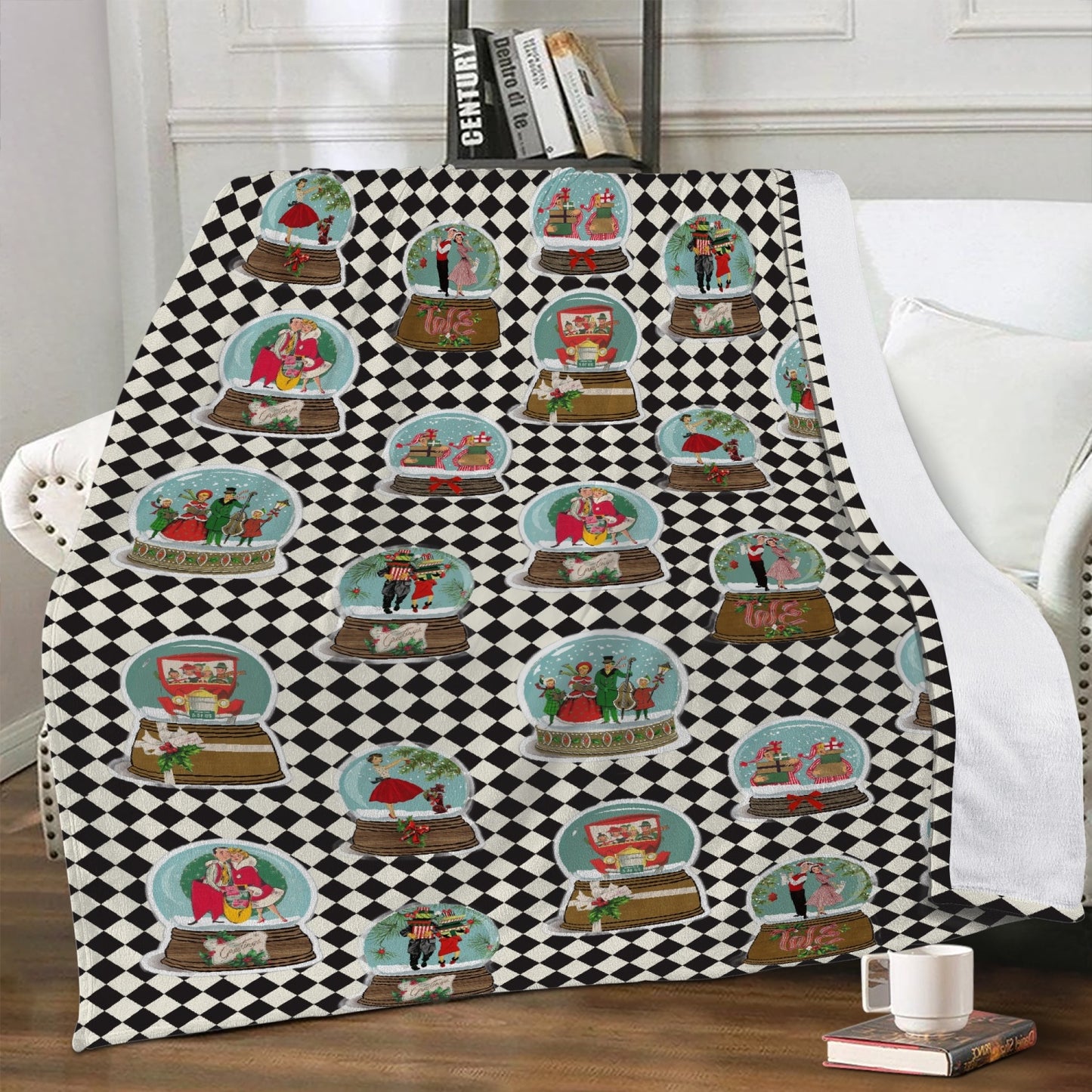 MCM Snow Globe Holiday Dual-sided Stitched Blanket