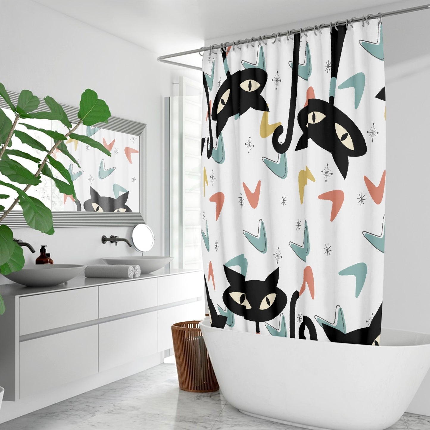 Atomic Cat MCM Quick-drying Shower Curtain