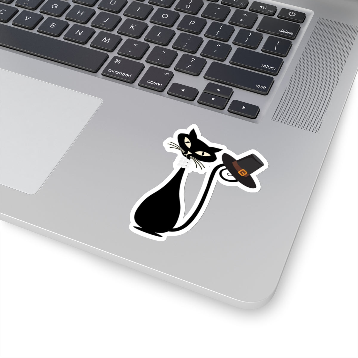 MCM Thanksgiving Sticker, Atomic Cat Sticker, Black Cat Sticker, Mid Century Modern Cat Sticker, Clear or White edge,Vinyl Sticker