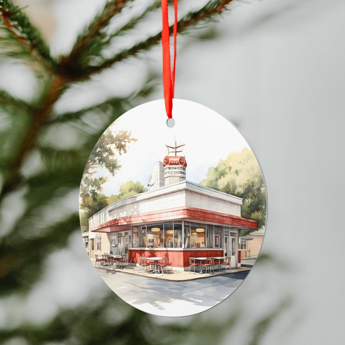 MCM Vintage Holiday Aluminum Round Hanging Ornament