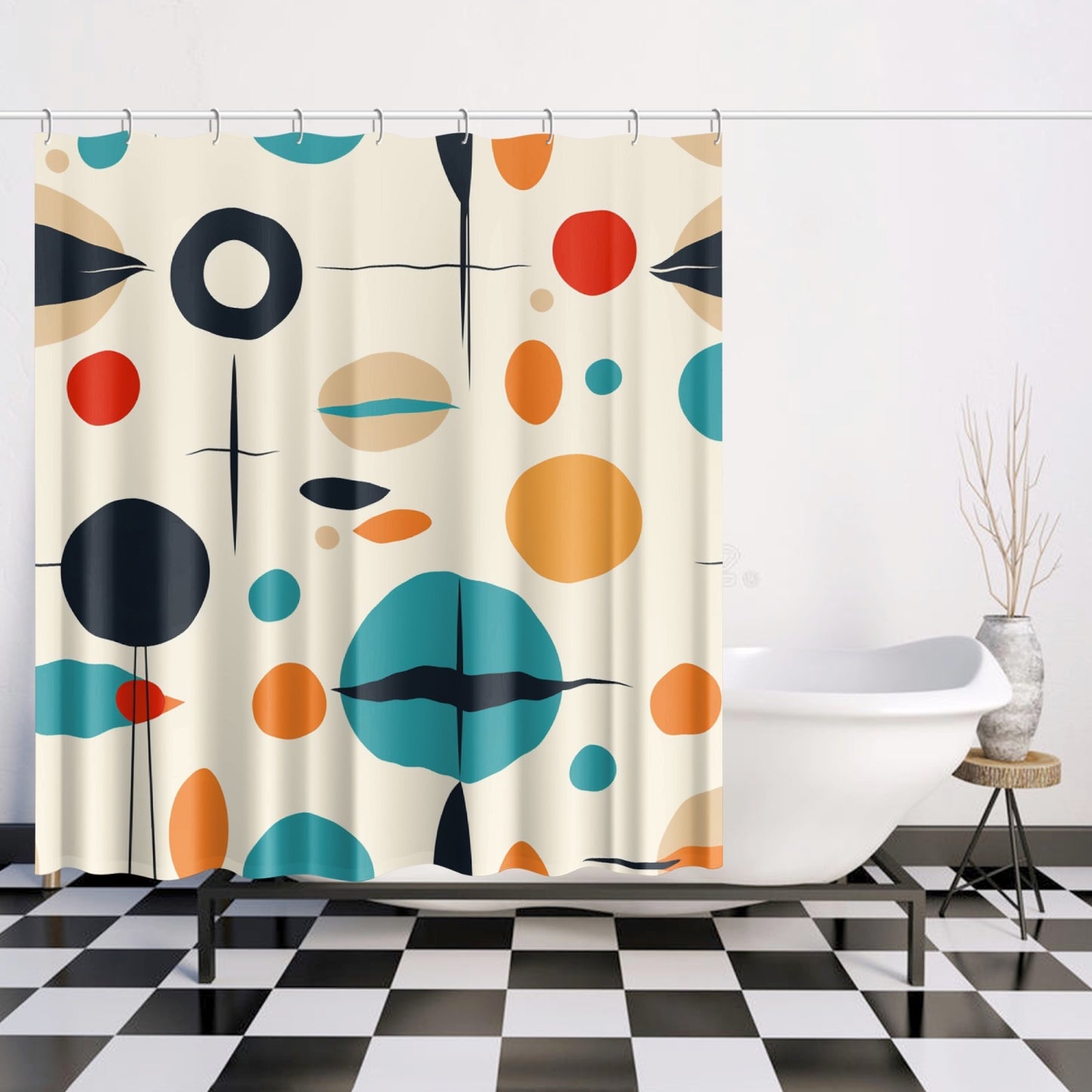 Retro Modern MCM Quick-drying Shower Curtain