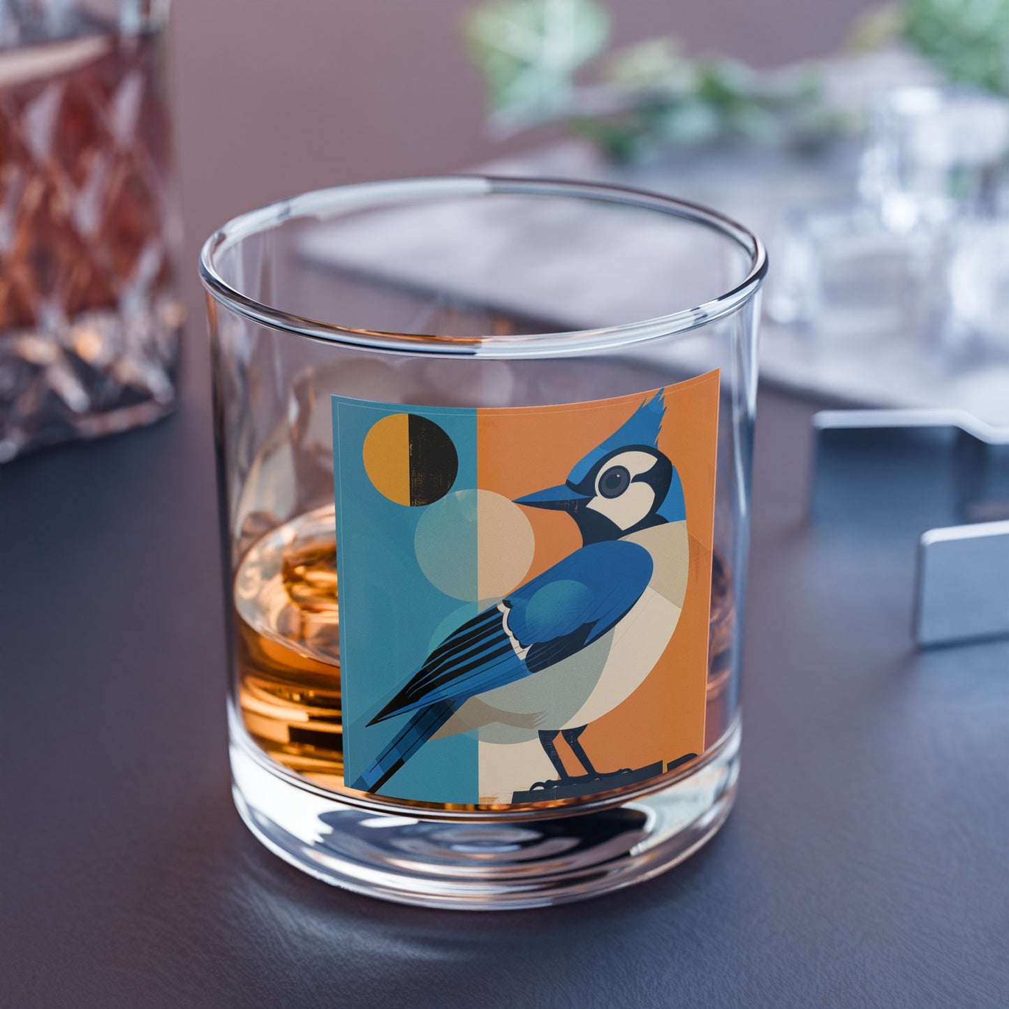 MCM Mid Mod Blue Jay Rocks Glass, 10oz