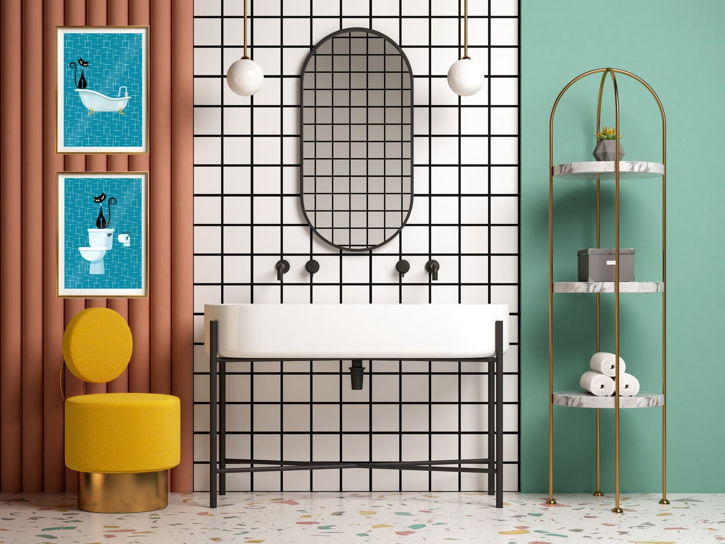 Atomic Cat on the Bathtub Poster