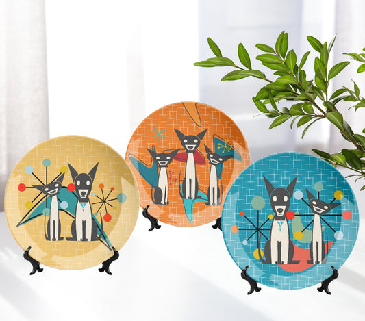 MCM Atomic Dogs Decorative Plates Set of 3