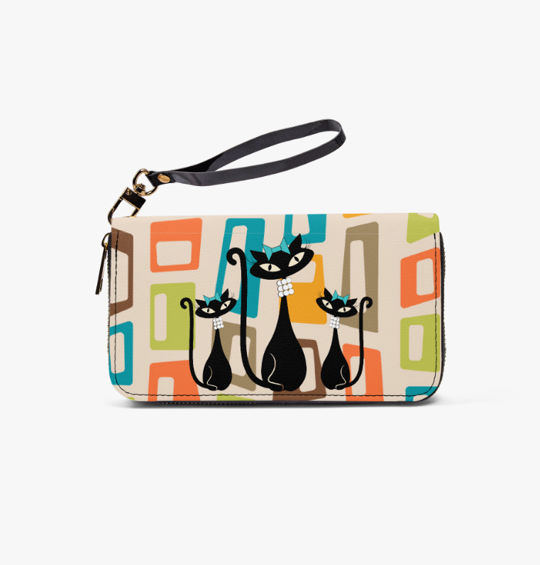 Atomic Cat in Pearls Wristlet