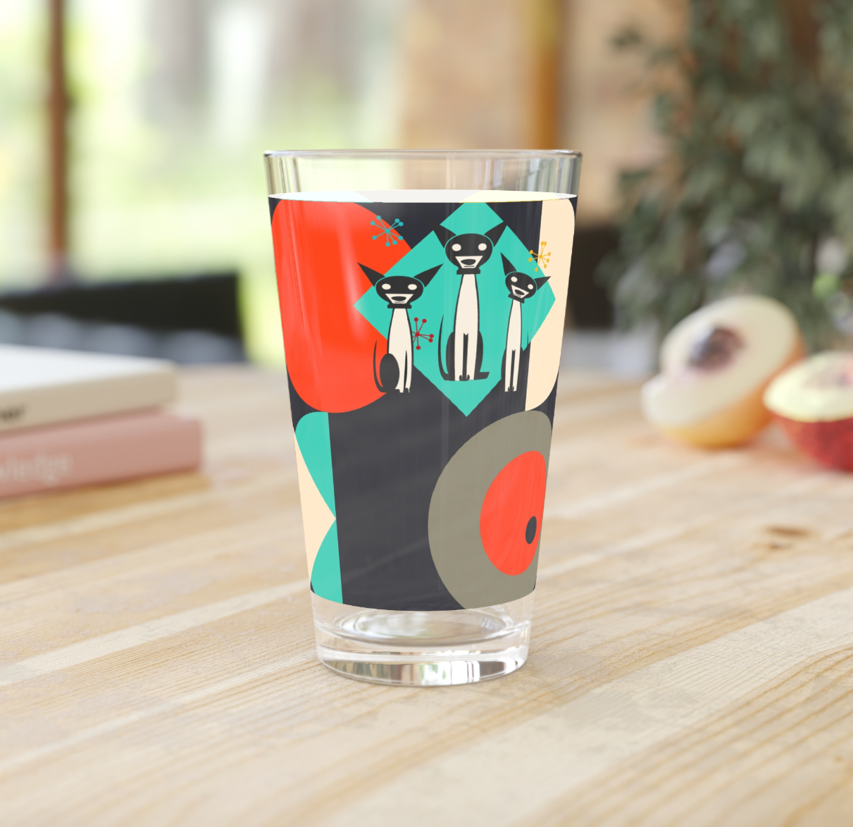 Atomic Dogs Pint Glass, 16oz, Retro Dog Cocktail Glass,MCM Beer Glass