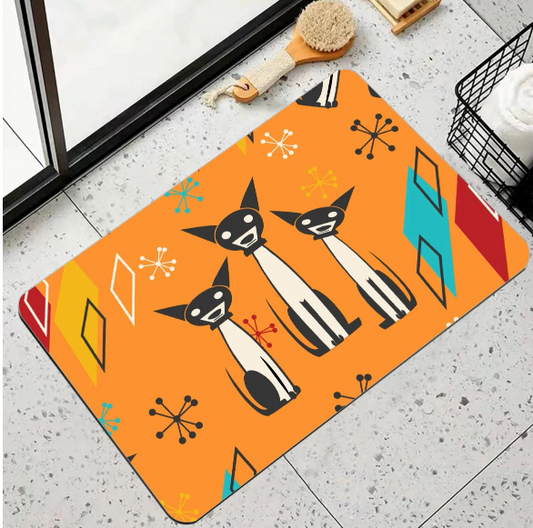 MCM Atomic Dog Bathroom Door Mat, Shower Mat, Pet Mat, Door Mat