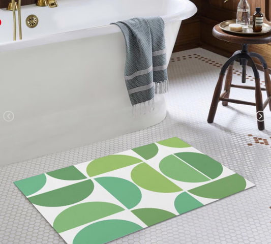 MCM Retro Bauhaus Bathroom Door Mat, Green Semi Circle Shower Mat, Pet Mat, Door Mat