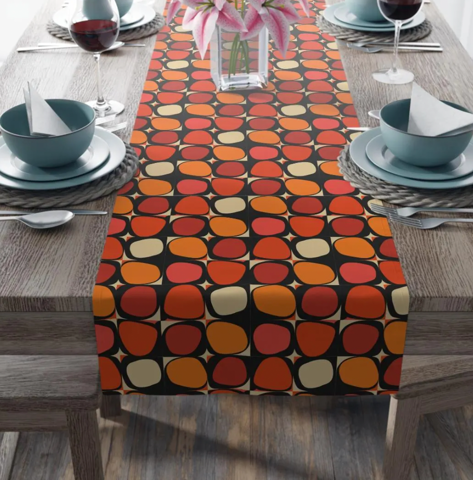 MCM Groovy Table Runner, Retro Vibe StripedTable Runner (Cotton, Poly) (Copy)