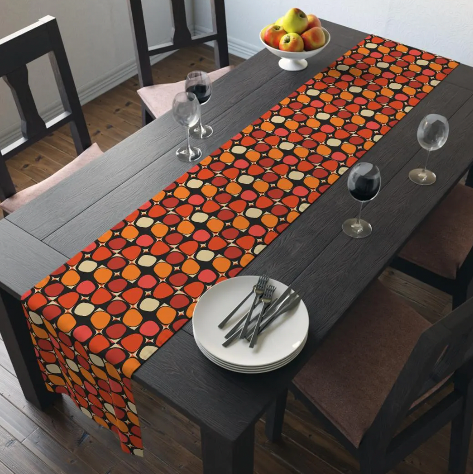 MCM Groovy Table Runner, Retro Vibe StripedTable Runner (Cotton, Poly) (Copy)