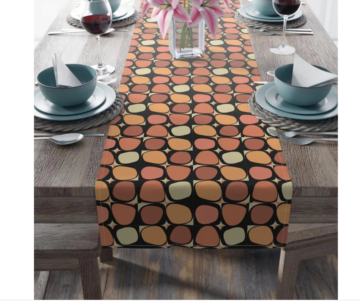 MCM Groovy Table Runner, Retro Vibe StripedTable Runner (Cotton, Poly) (Copy)