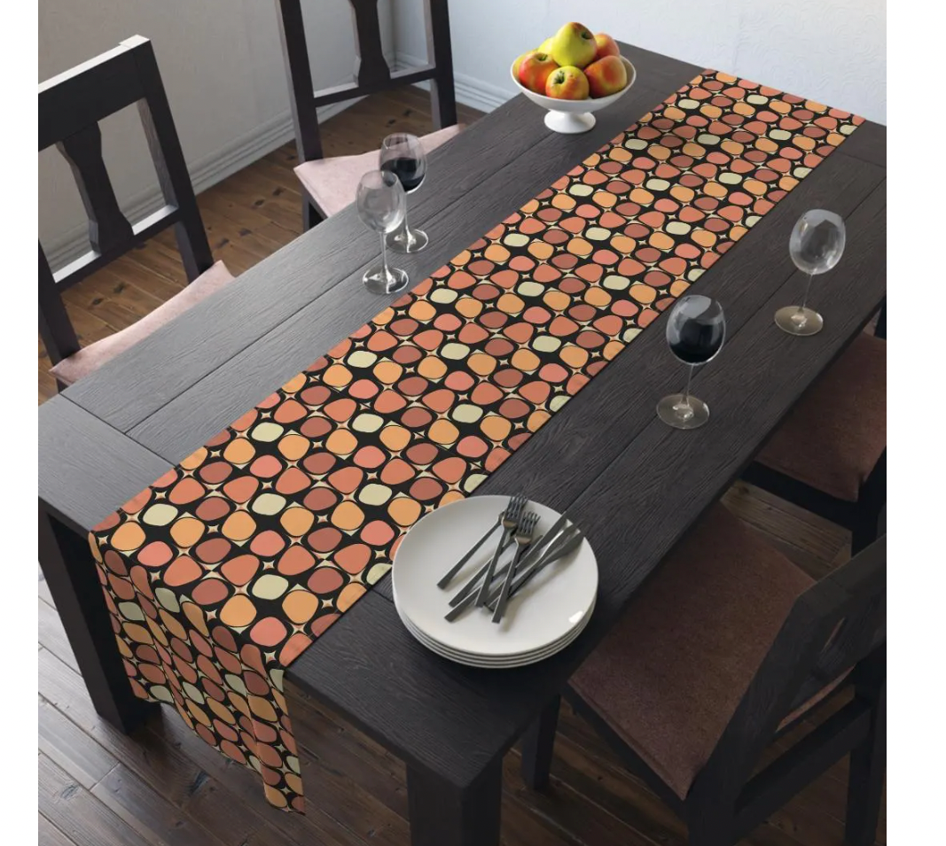 MCM Groovy Table Runner, Retro Vibe StripedTable Runner (Cotton, Poly) (Copy)