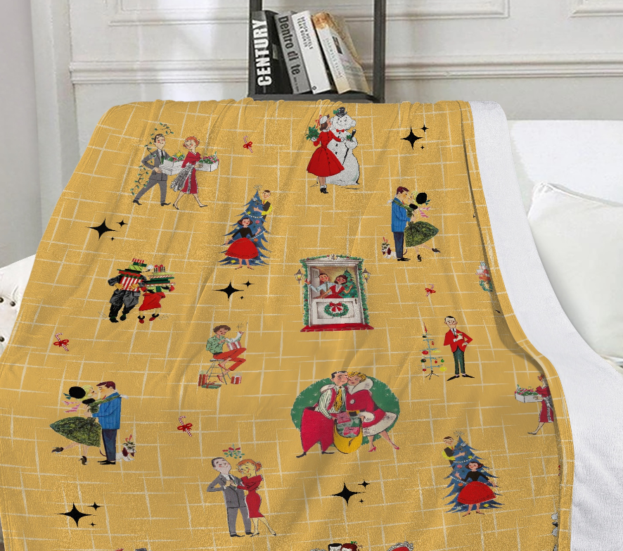 MCM Christmas Couple Dual-sided Stitched Blanket- Holiday Throw