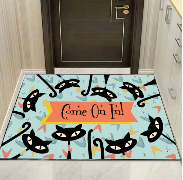 Atomic Cat Door Mat, MCM Welcome Mat, Come On In Door Mat, Welcome Rug