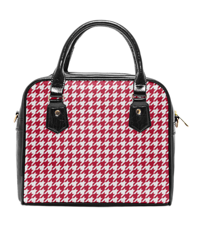 Red Houndstooth Handbag Bundle, Wallet, Coin Purse, Sunglass Case and Keyring - 1950s Houndstooth Pattern Gift Set