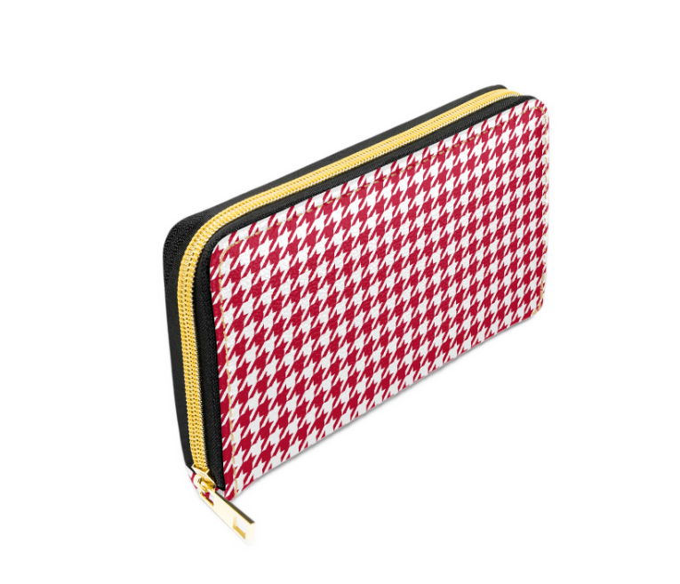 Red Houndstooth Handbag Bundle, Wallet, Coin Purse, Sunglass Case and Keyring - 1950s Houndstooth Pattern Gift Set