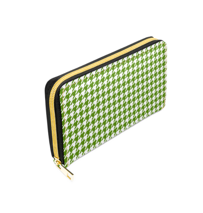 Green Houndstooth Handbag Bundle, Wallet, Coin Purse, Sunglass Case and Keyring - 1950s Houndstooth Pattern Gift Set