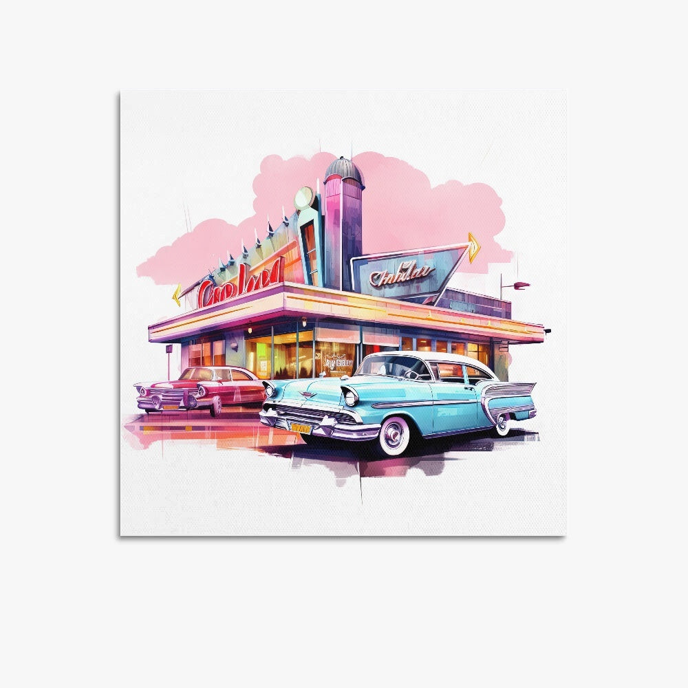 MCM Car Hop Square Unframed Canvas Print
