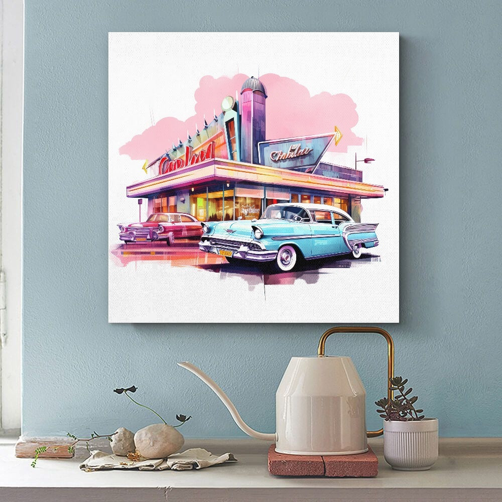 MCM Car Hop Square Unframed Canvas Print