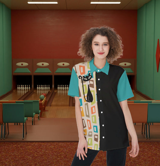 Atomic Cat Women's  Bowling Shirt