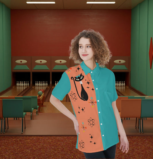 Atomic Cat Women's Bowling Shirt