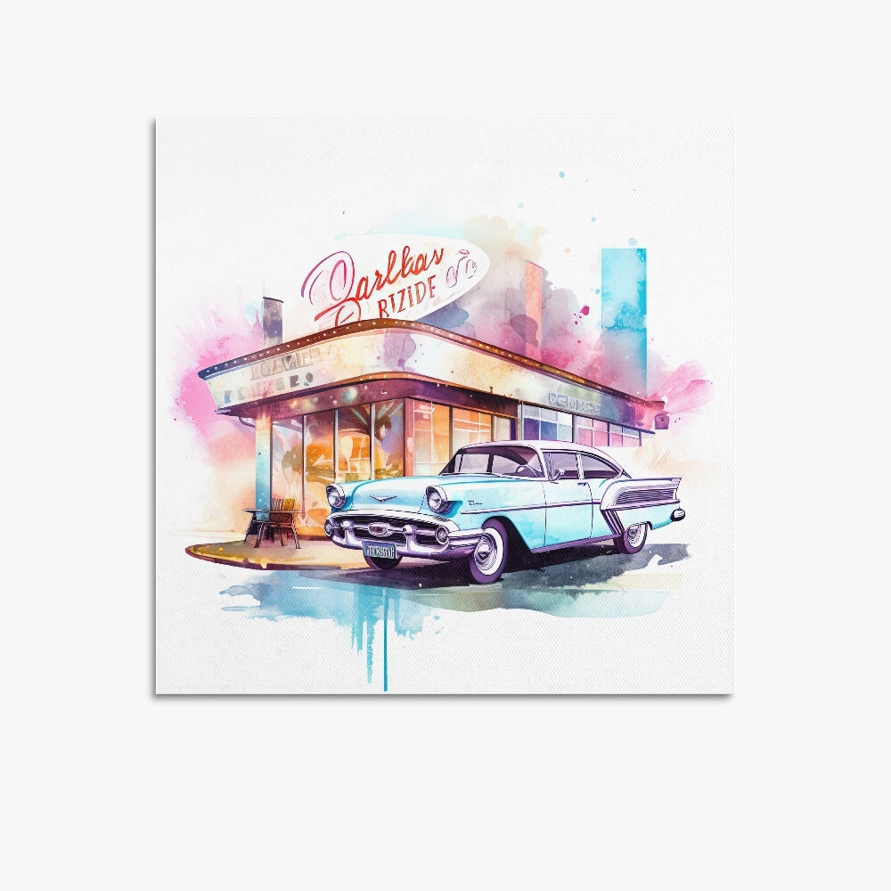 MCM Car Hop Square Unframed Canvas Print