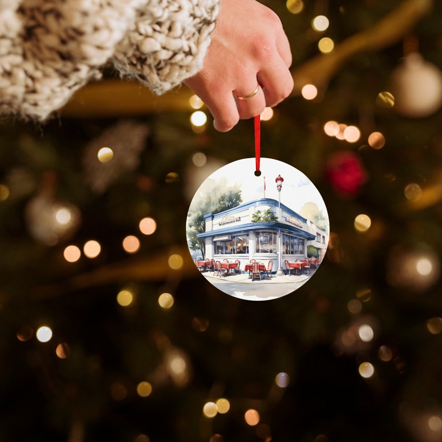 MCM Vintage Holiday Aluminum Round Hanging Ornament