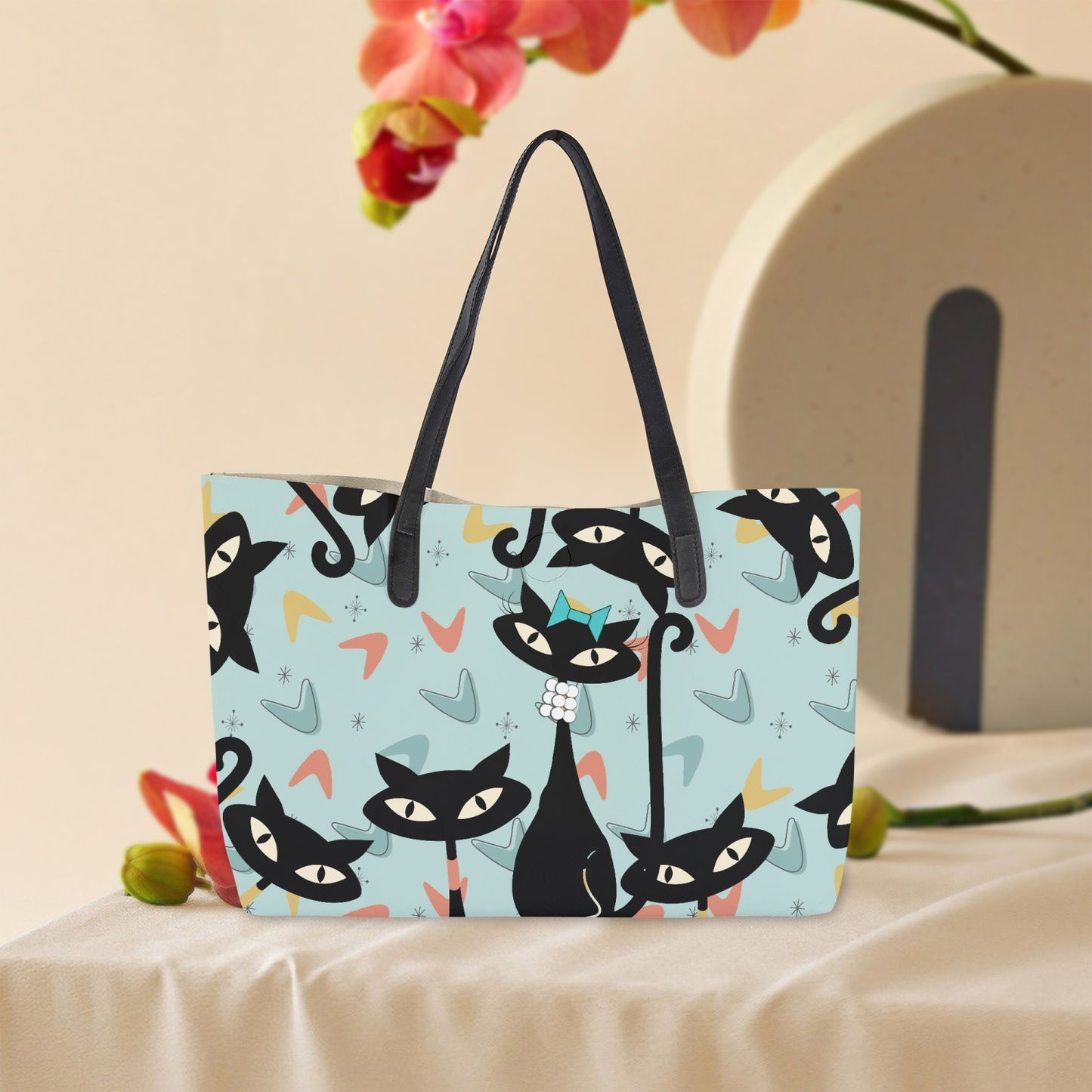 Atomic Cat in Pearls Neverfull Tote Bag- Weekender Purse