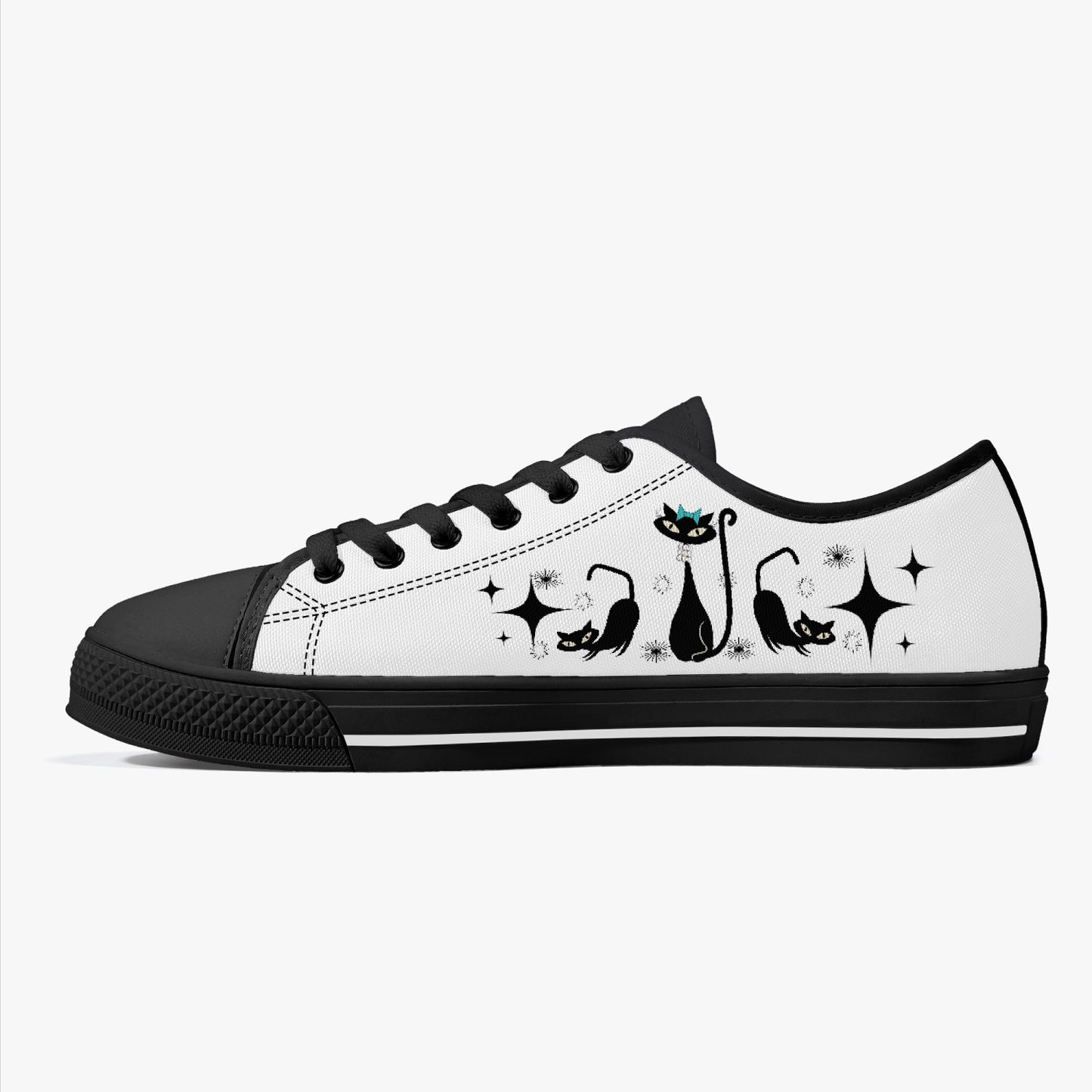 MCM Atomic Cat Classic Low-Top Canvas Shoes - Unisex White/Black