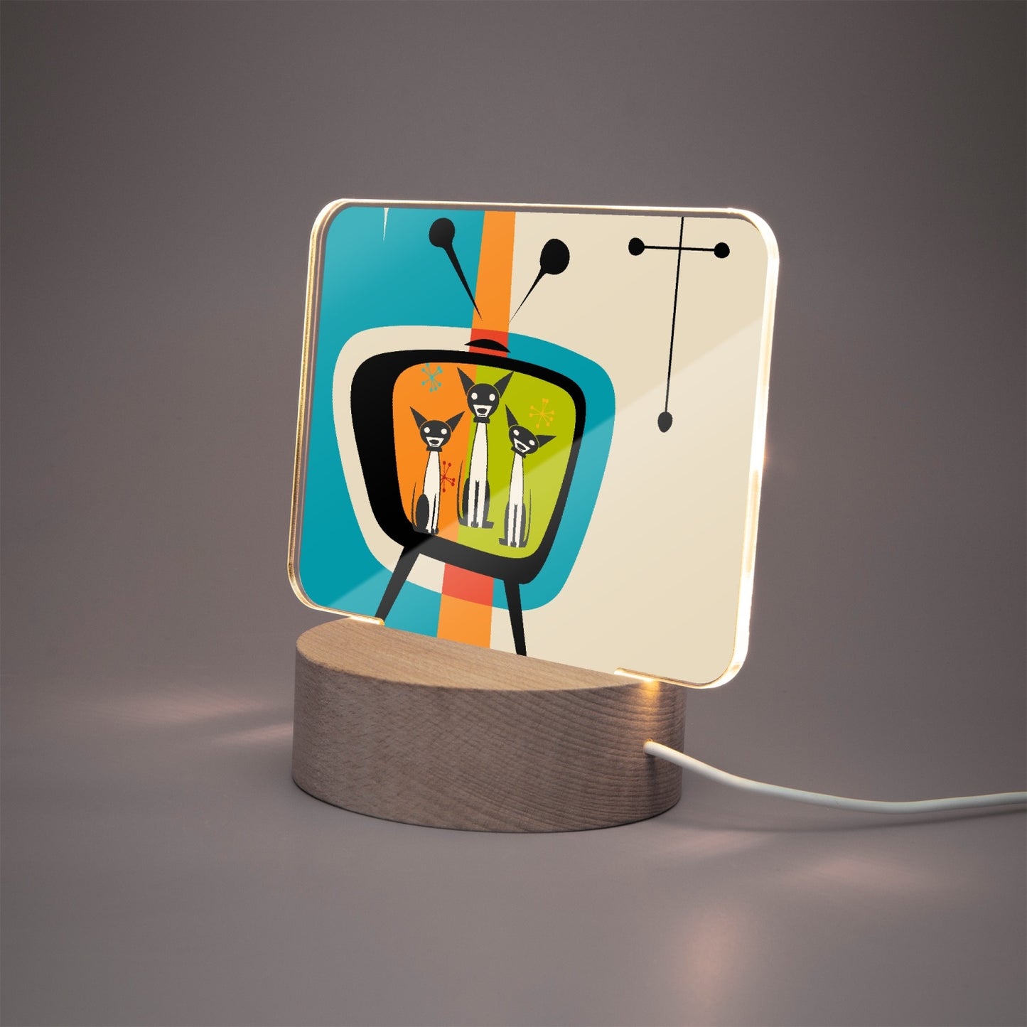 MCM Atomic Dogs Acrylic Plaque with Stand - Rectangle Night Light