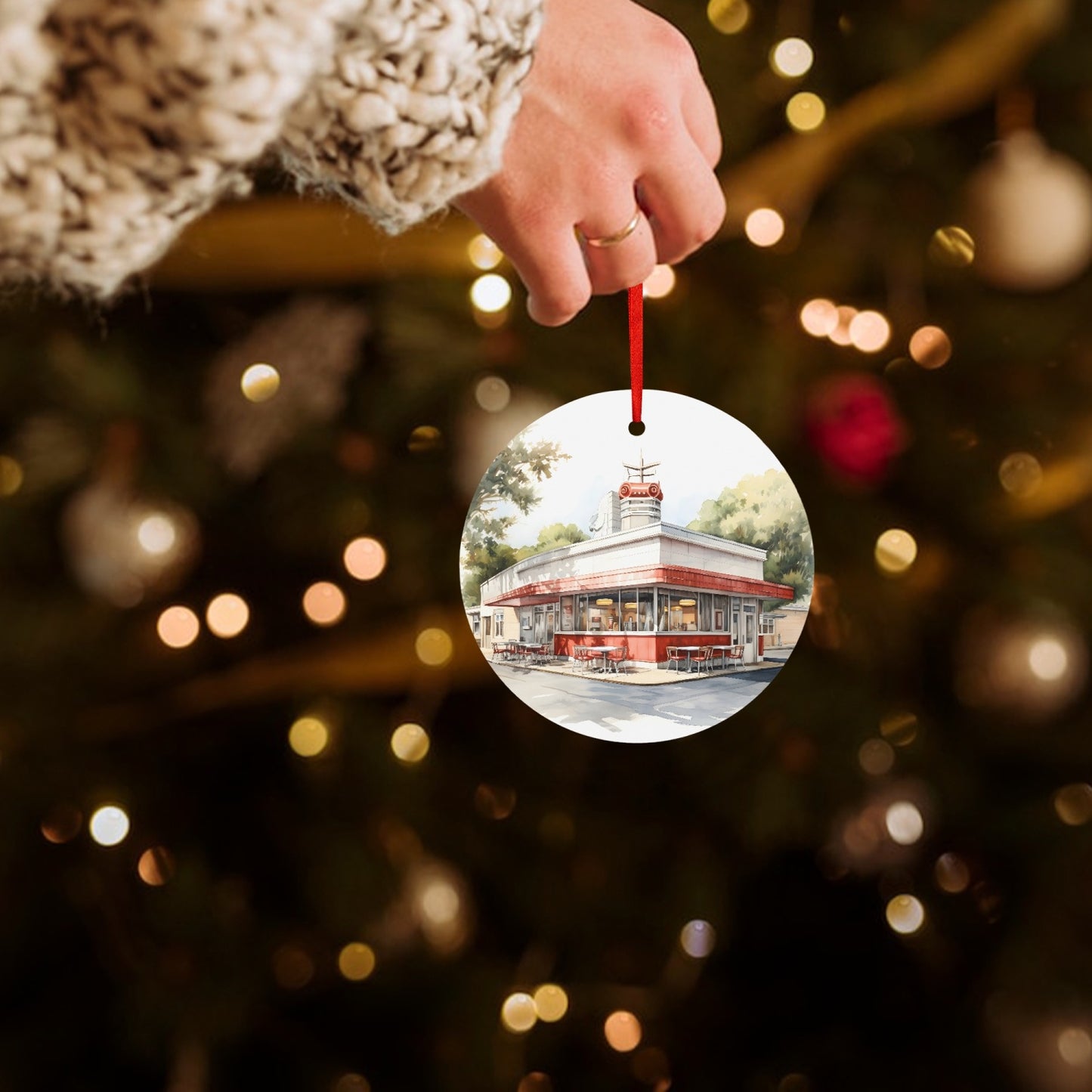 MCM Vintage Holiday Aluminum Round Hanging Ornament