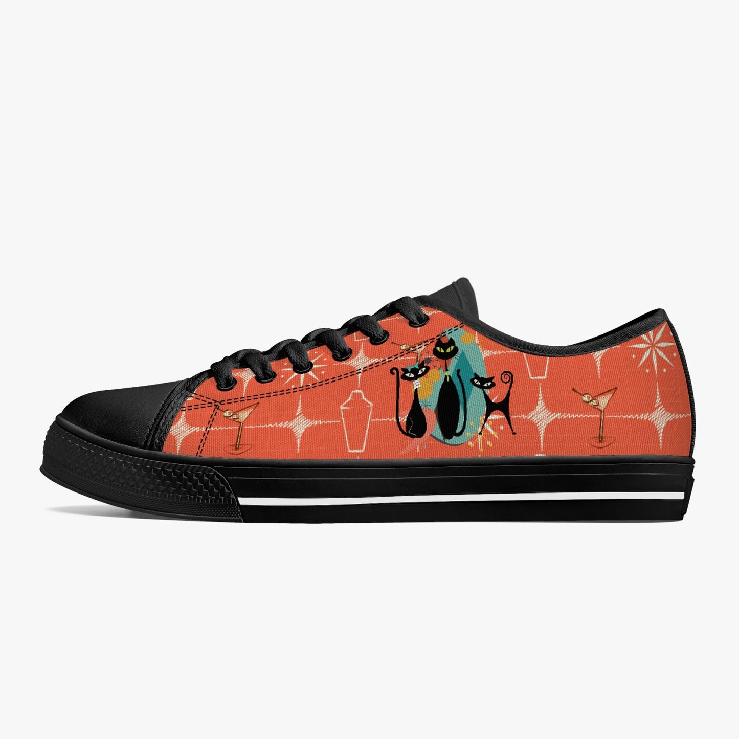 Atomic Cat Low-Top Canvas Shoes - Unisex Black