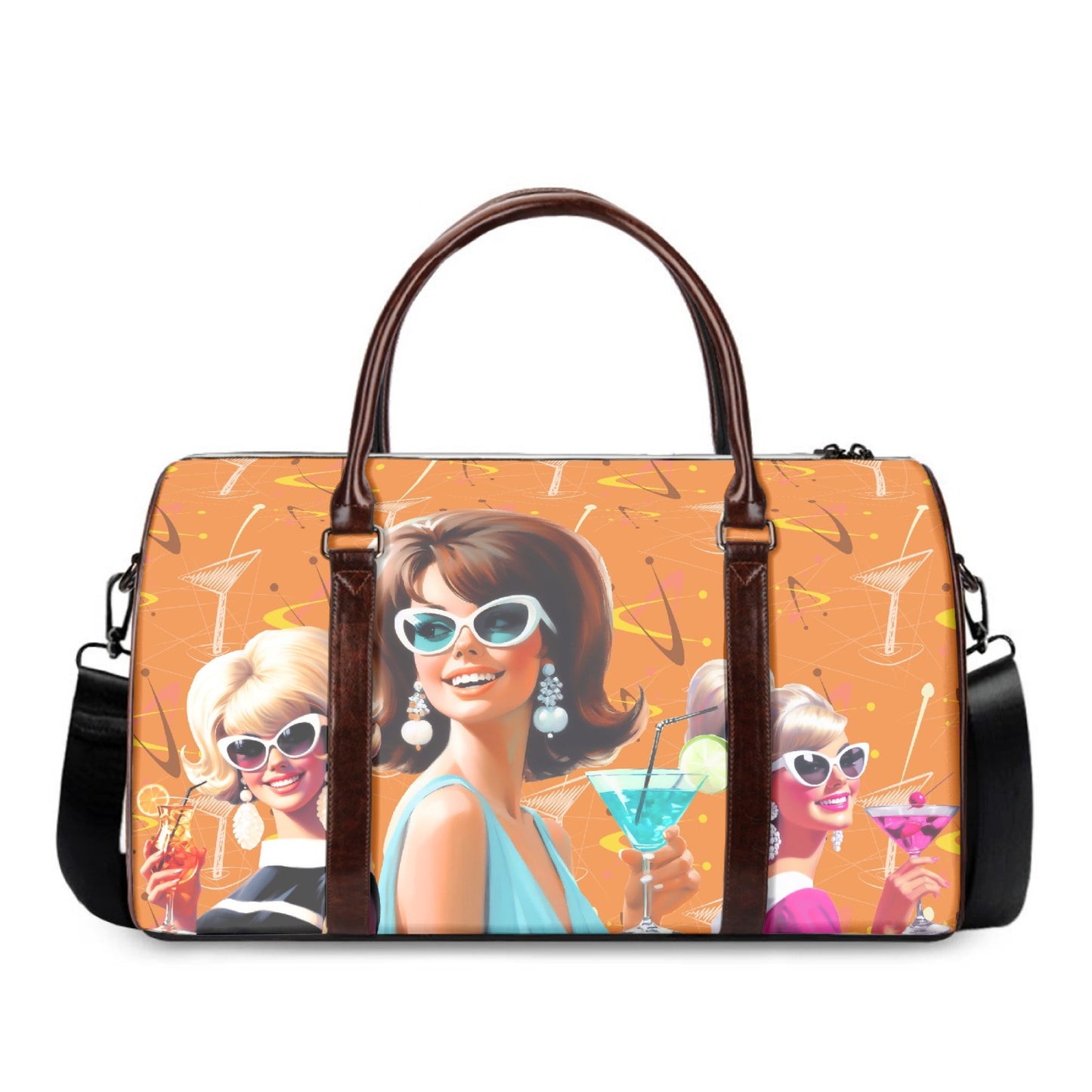 Retro Cocktail Bitches Weekender Duffle Travel Bag