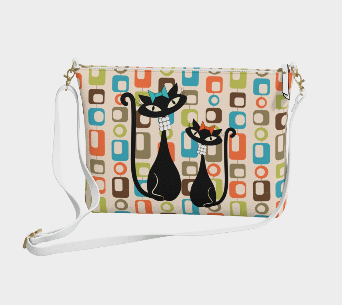 Atomic Cat in Pearls Vegan Leather Crossbody Purse