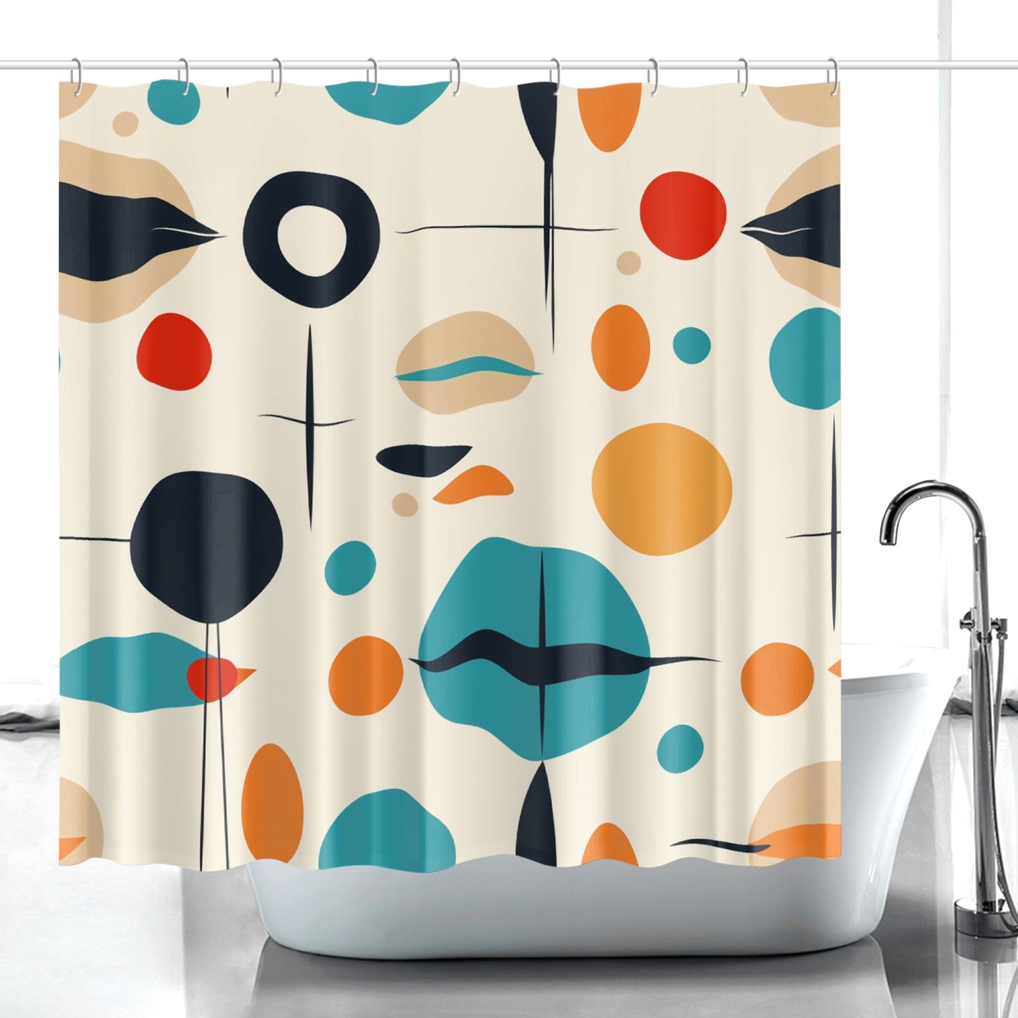 Retro Modern MCM Quick-drying Shower Curtain