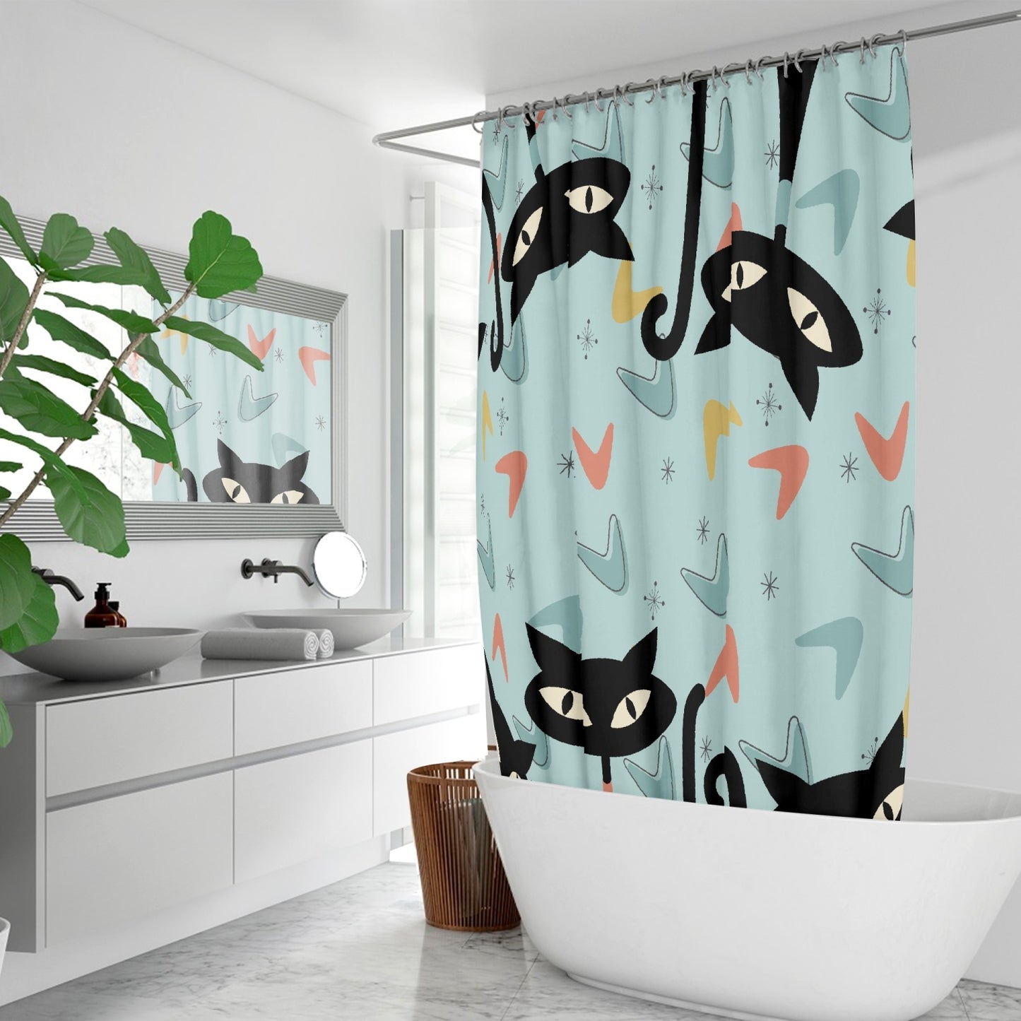 MCM Atomic Cat Quick-drying Shower Curtain