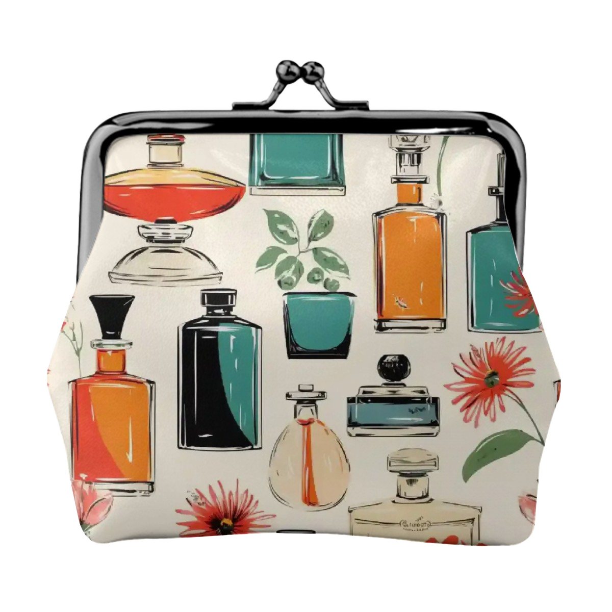 Vintage Perfume Bottle Handbag Bundle, Clutch Purse,Wallet, Coin Purse, Sunglass Case and Keyring - 1950s 1960s Pattern Gift Set