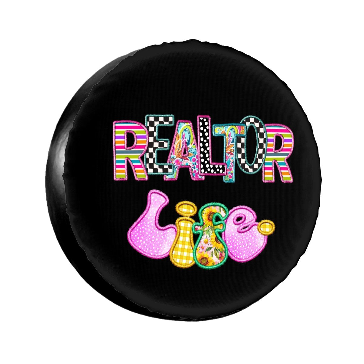 MCM Personalized Realtor Retro Groovy Tire Cover- Custom Spare Cover