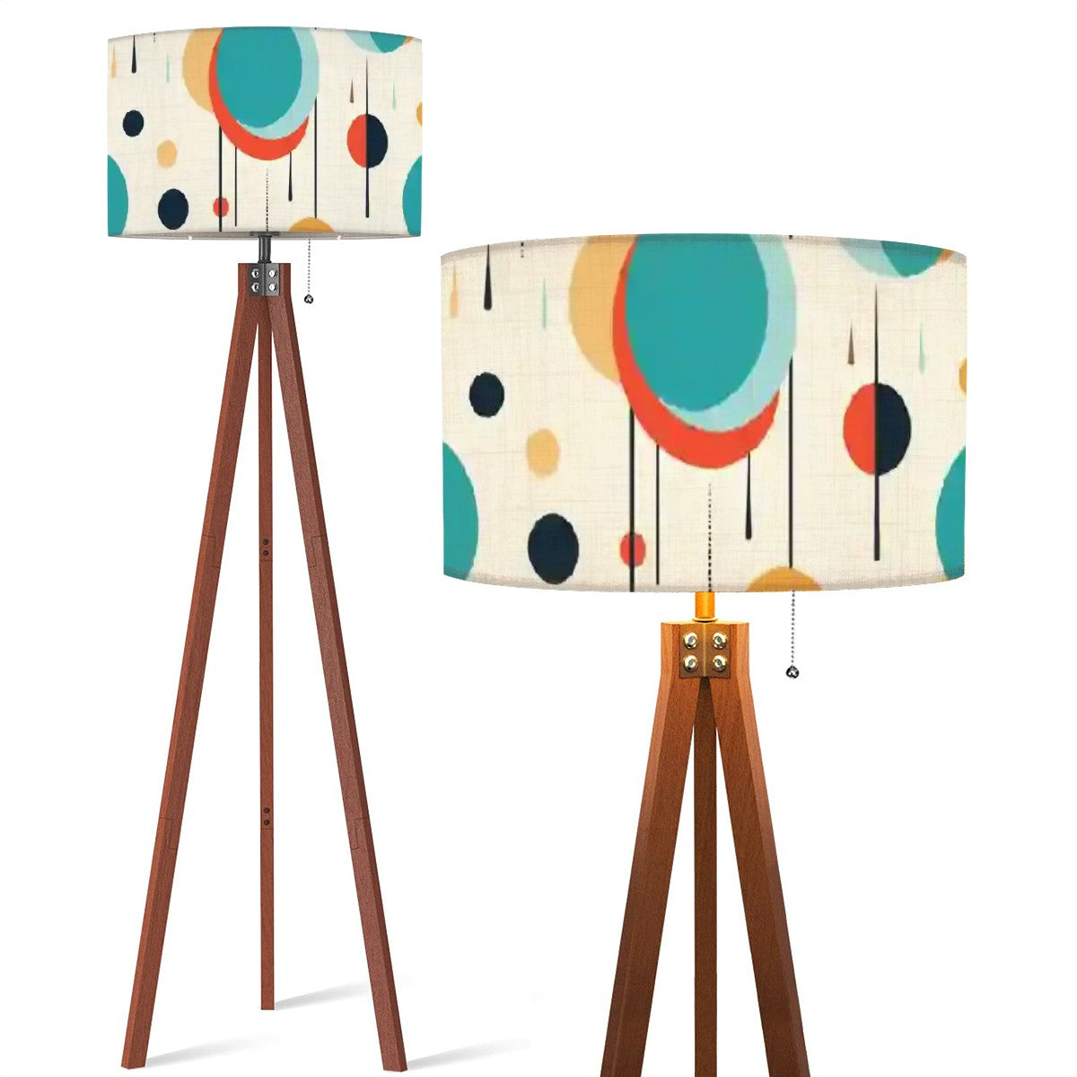 MCM Retro Mod Tripod Wood Floor Lamp