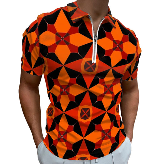 MCM Retro Polo Shirt- Atomic  Design Groovy Slim Fit Zipper Polo for men