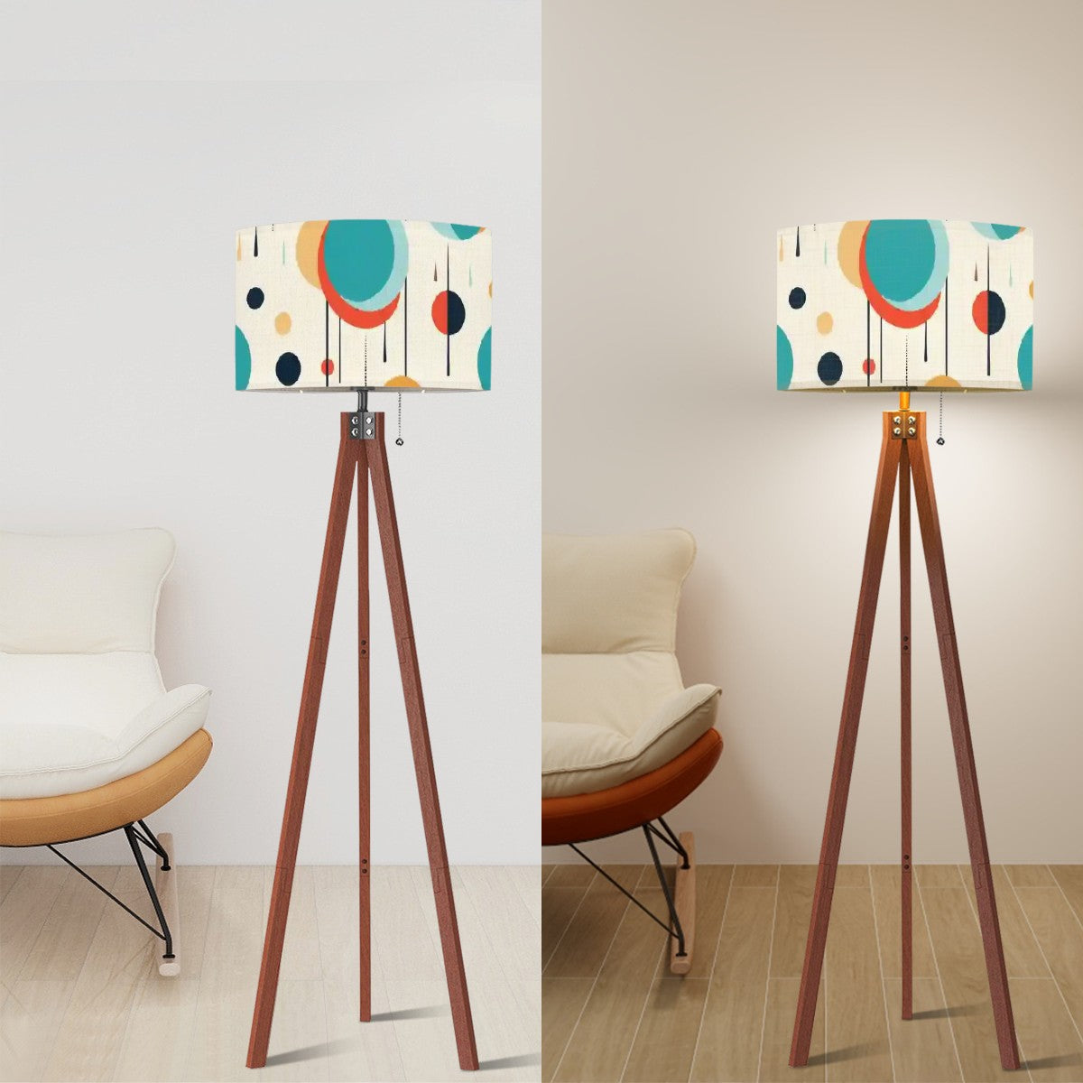 MCM Retro Mod Tripod Wood Floor Lamp